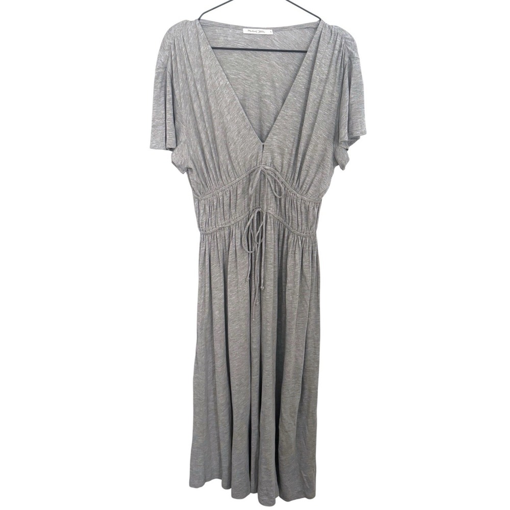 MICHAEL STARS Ruched Short‎ Sleeve Midi Dress Gray Women's Size Small